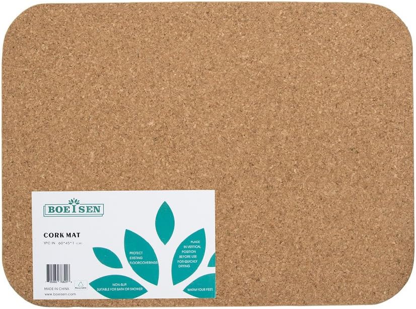 BOEISEN Cork Mat Bath Mat Non-slip Absorbent Bathmats Natural Doormats Kitchen Mat-23.6''x17.7''x0.4''-1PC