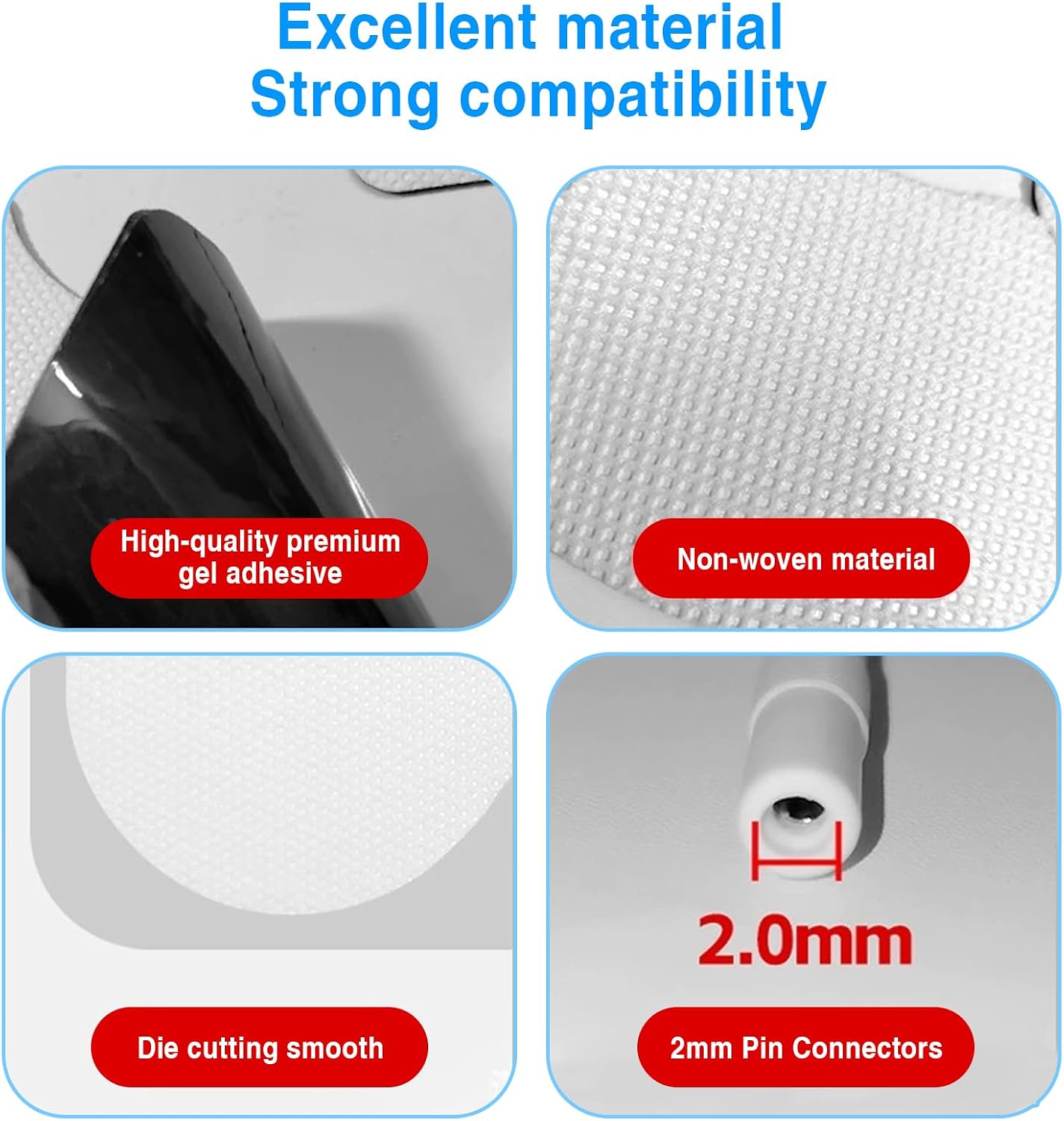 4 Pcs TENS Unit Replacement Pads,2 Pin Extra Large Butterfly TENS Unit Electrode Pads Compatible with TENS 7000