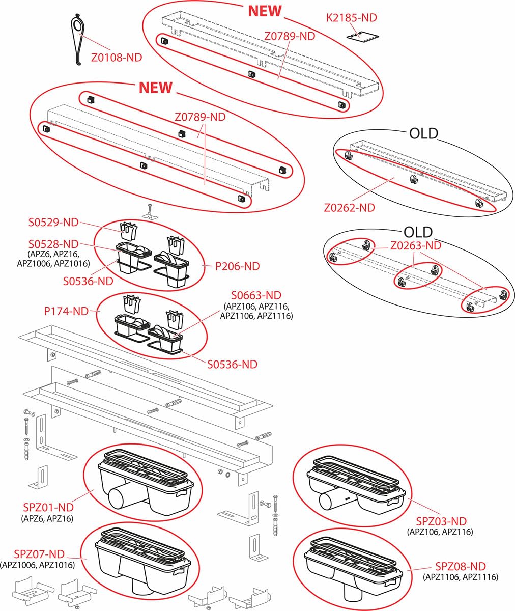 APZ116 Wall Low rynna prysznicowa z krawędzią do pełnego rdzy 1150 mm