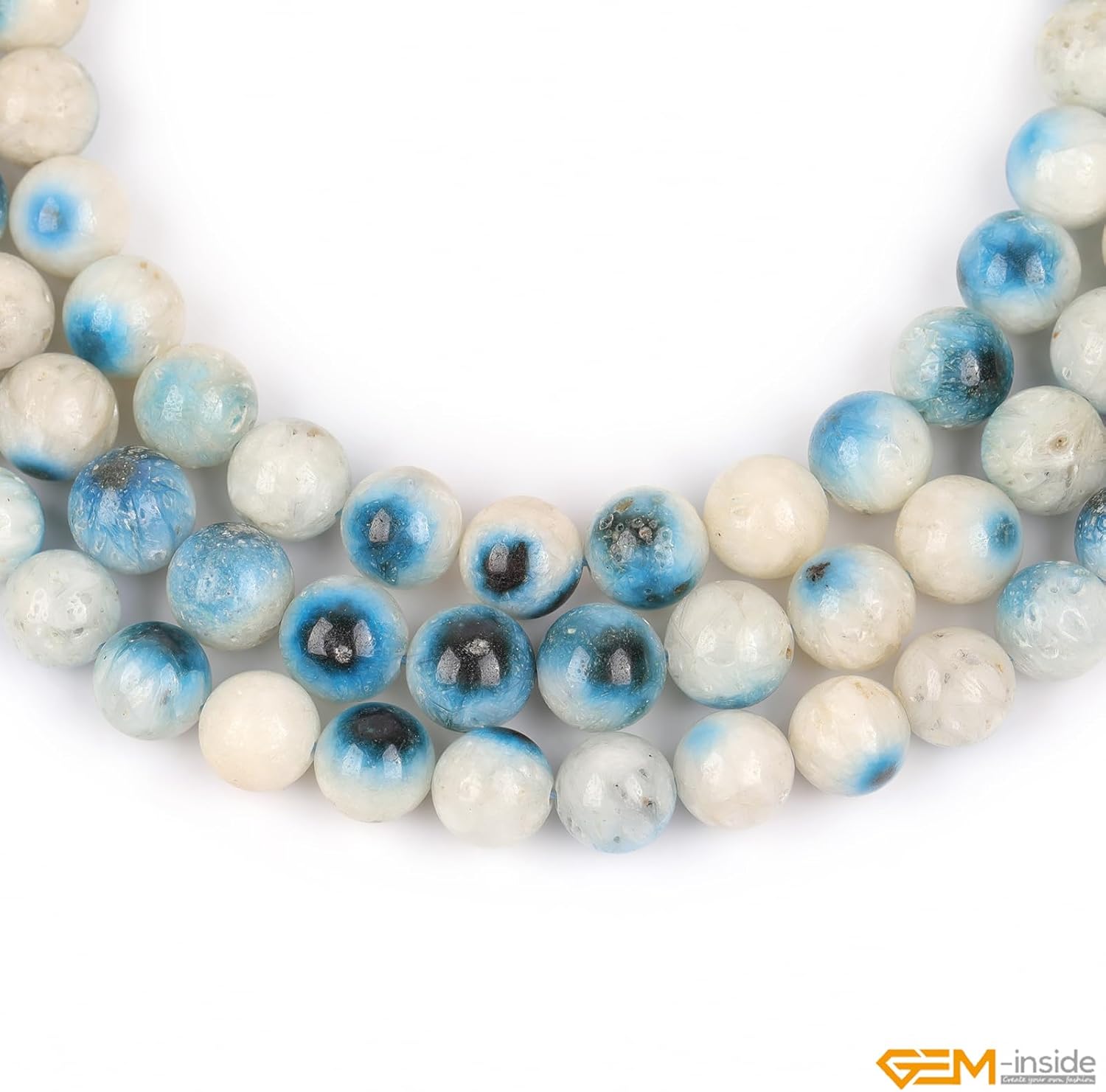 GEM-Inside 10mm Round Natural Blue Ice Quartz Gemstone Semi Precious Chakras Stone Beads for Bracelet Necklace Jewelry Making Strand 15"