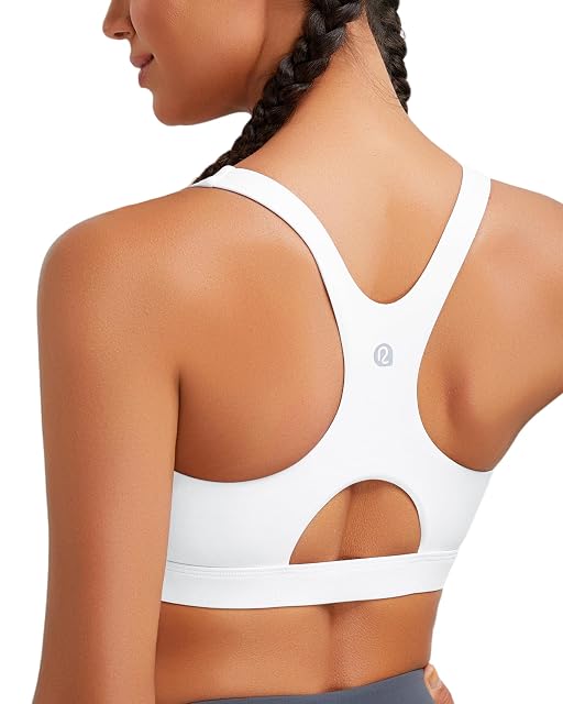 RUNNING GIRL RUNNING GIRL Sports Bras for Women High Support,Racerback High Impact White Sports Bra Moulded Cup Workout Bra Push up(WX3047 White S)