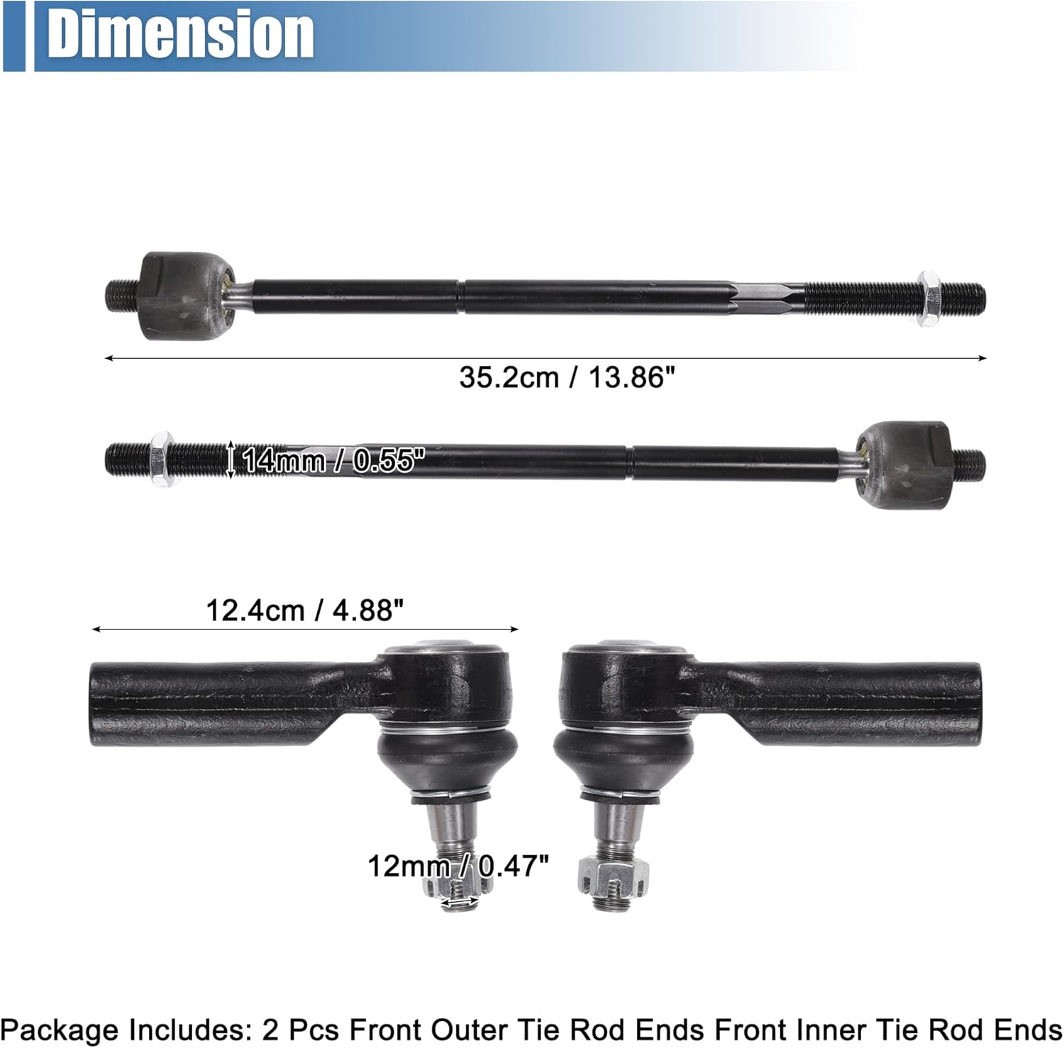X AUTOHAUX 4pcs Front Inner Outer Tie Rod Ends Kit Suspension Steering Tie Rod End for Ford Escape 2009-2012 for Mazda Tribute 2010-2011 Drag Link No.ES800846/EV800911