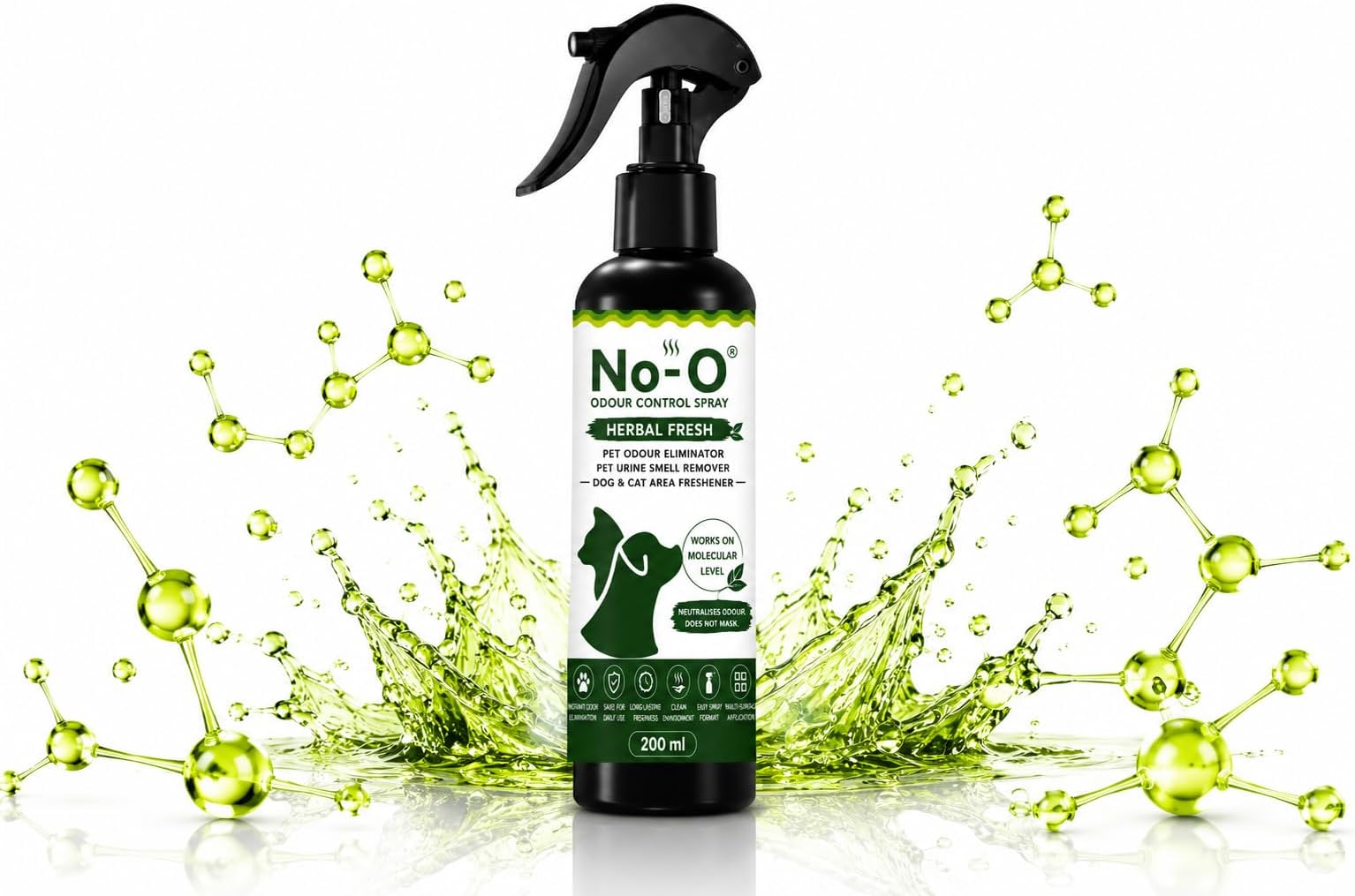 No-Oยฎ Herbal Fresh Pet Odour Control Spray 200 ml | Plant-Powered Pet Odour Eliminator | Neutralises Urine, Wet Fur & Pet Smells | Dog & Cat Area Freshener | Multi-Surface Odour Remover