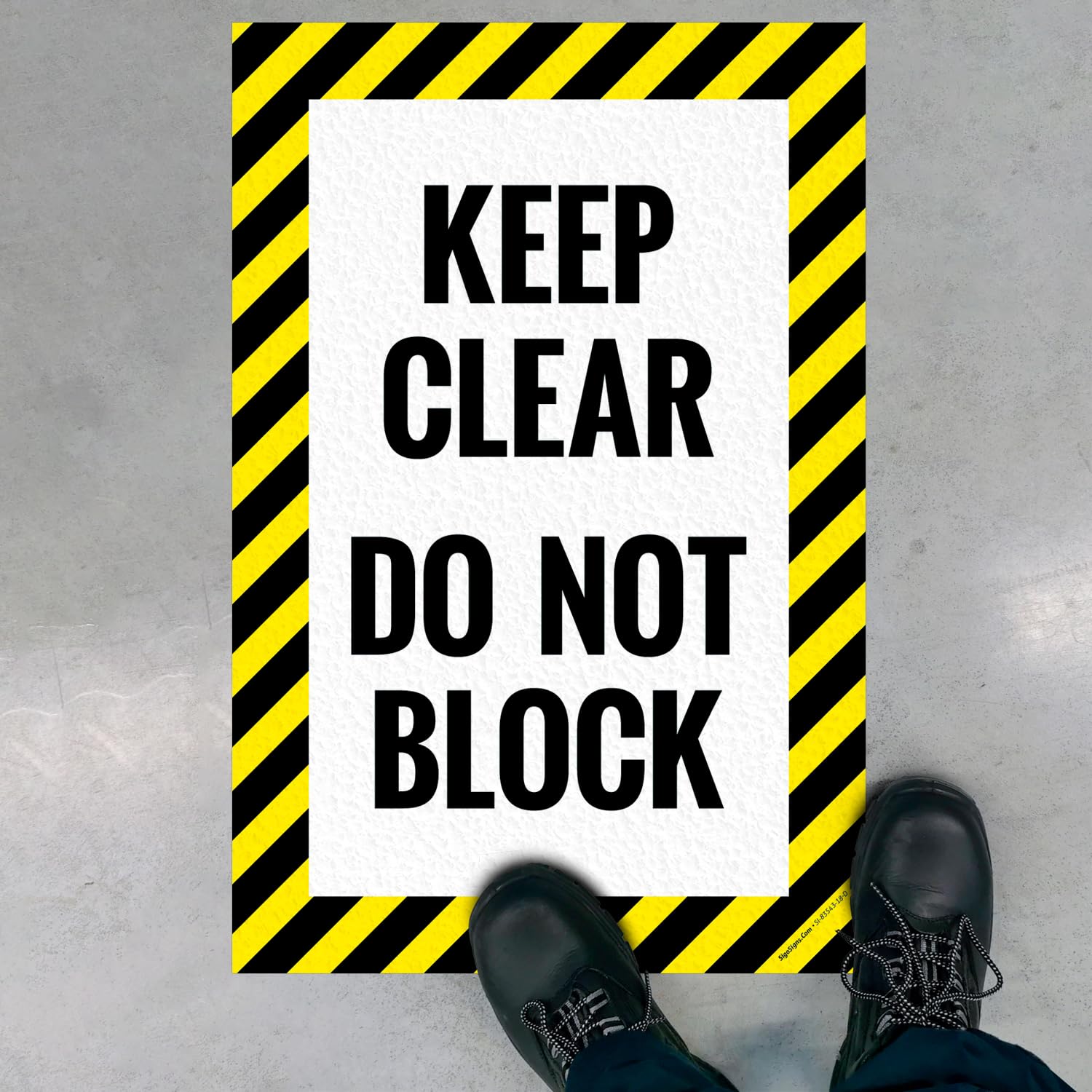 Keep Clear Do Not Block, 12x18 Inches, Floor Decal Anti-Slip Adhesive Floor Sign Made in USA