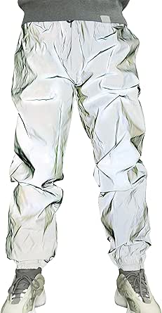 Mens Reflective Pants Casual Jogger Hip Hop Fluorescent