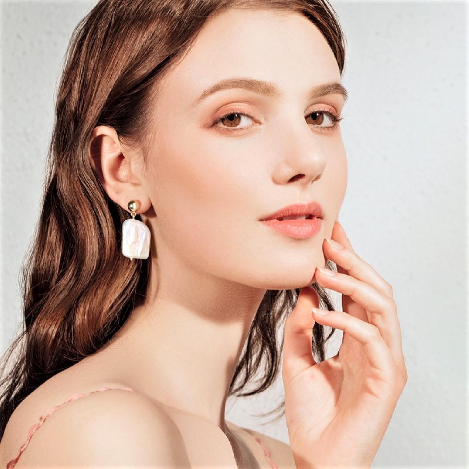 Orecchini Pendenti di Perla Barocca in Argento Sterling 925 Orecchini di Perle Orecchini Placcati in Oro 14k Perla Coltivata d'Acqua Dolce