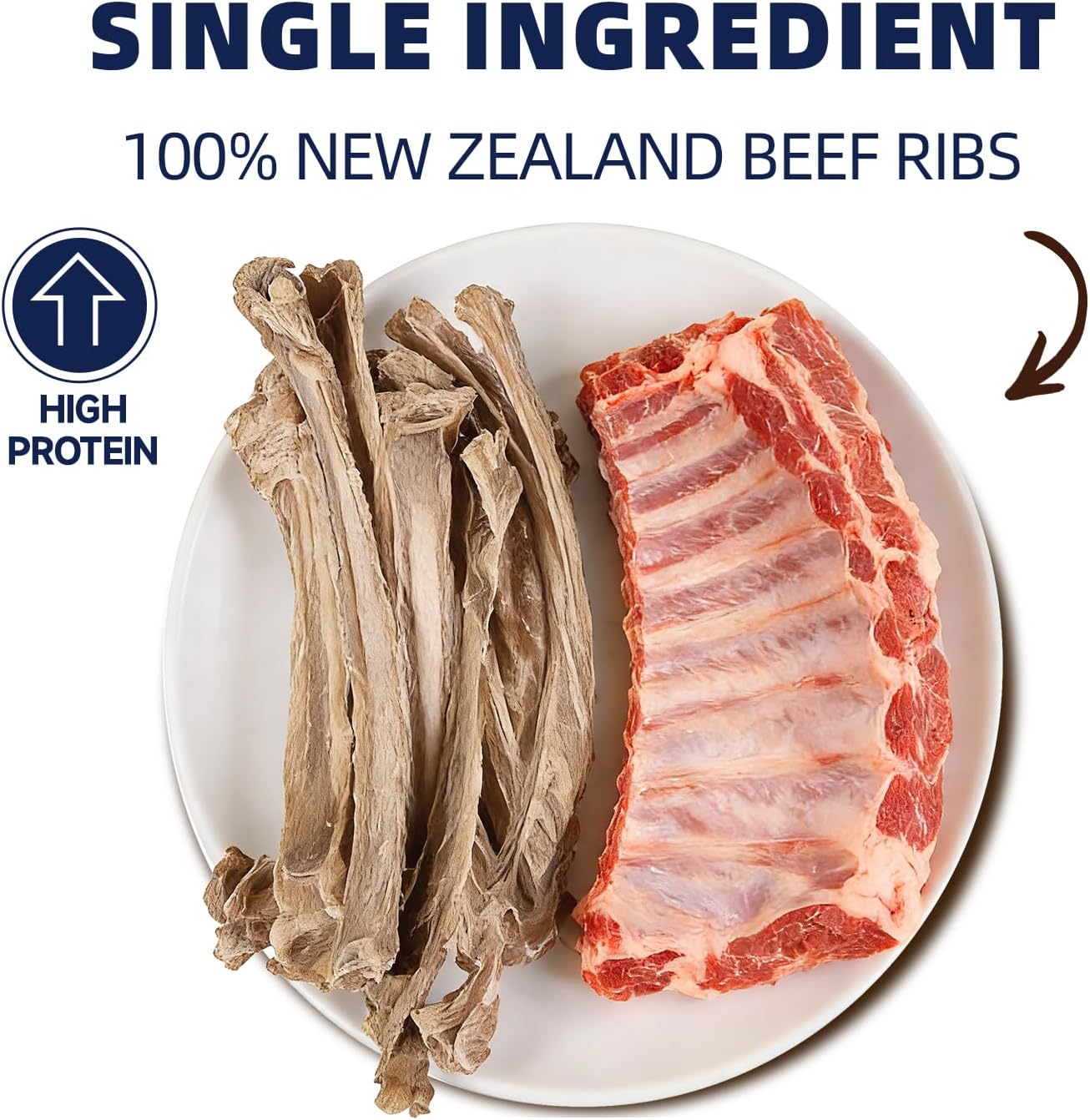 Freeze Dried Beef Ribs Dog Treats, Single Ingredient, Natural Chew Bone, Gentle on Teeth and Stomach, High Protein Training Chews for Puppy and Senior Dogs,100% New Zealand Veal Ribs, 5.29 oz