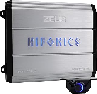 Hifonics Zeus ZXX 1800 Watt Max Class D Monoblock Car Audio Amplifier Amp with Bass Knob and Remote, Variable Crossovers, ZXX-1800.1D, Silver