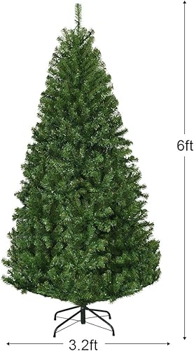 Miniatura 7 de GOFLAME Árbol de Navidad artificial preiluminado de 6 pies, árbol de abeto con bisagras de alta calidad con soporte de metal, 11 modos de flash con