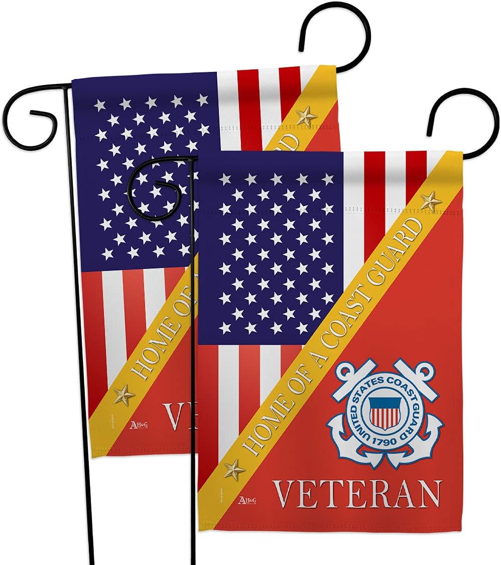 Home of Coast Guard Garden Flag - 2pcs Pack Armed Forces USCG Semper Paratus United State American Military Veteran Retire Official - House Banner Small Yard Gift Double-Sided 13 X 18.5