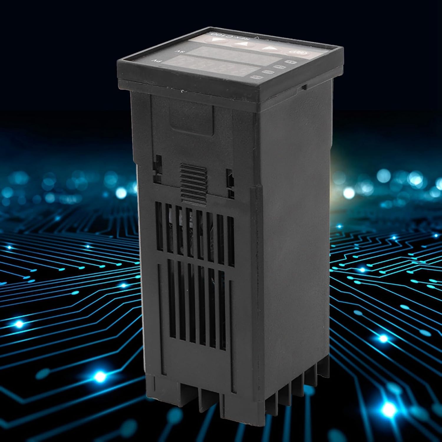 Side view of the Walfront REX-C100 Digital Temperature Controller, highlighting ventilation slots