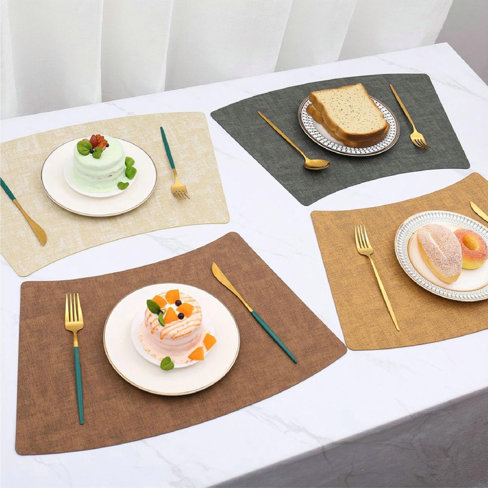 Tischset 8 Stück, Platzset Gelb 30x34x48CM Leder Einfarbig rutschfest Platzmatten für Küche