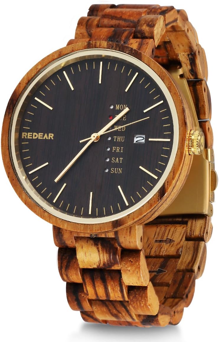 STAJOY Wood Watches for Men,Handmade Casual Quartz Lightweight Wrist Watches