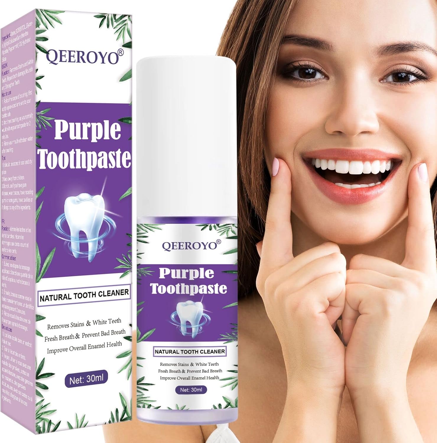 Purple Toothpaste, Purple Teeth Whitening, Tooth Stain Removal, Teeth Whitening Sensitive Teeth