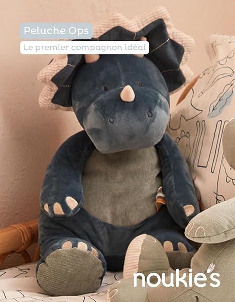Noukie's - Doudou Enfant - Peluche Medium Ops - Doudou Coton Bio - Taille Adaptée aux Enfants (40 cm), Bleu - 2