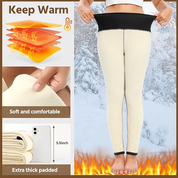 HEEKPEK Fleece Lined Leggings Women, Winter Thermal Cashmere Pants, High Waist Stretchy Sweatpants, Tummy Control Warm Tights