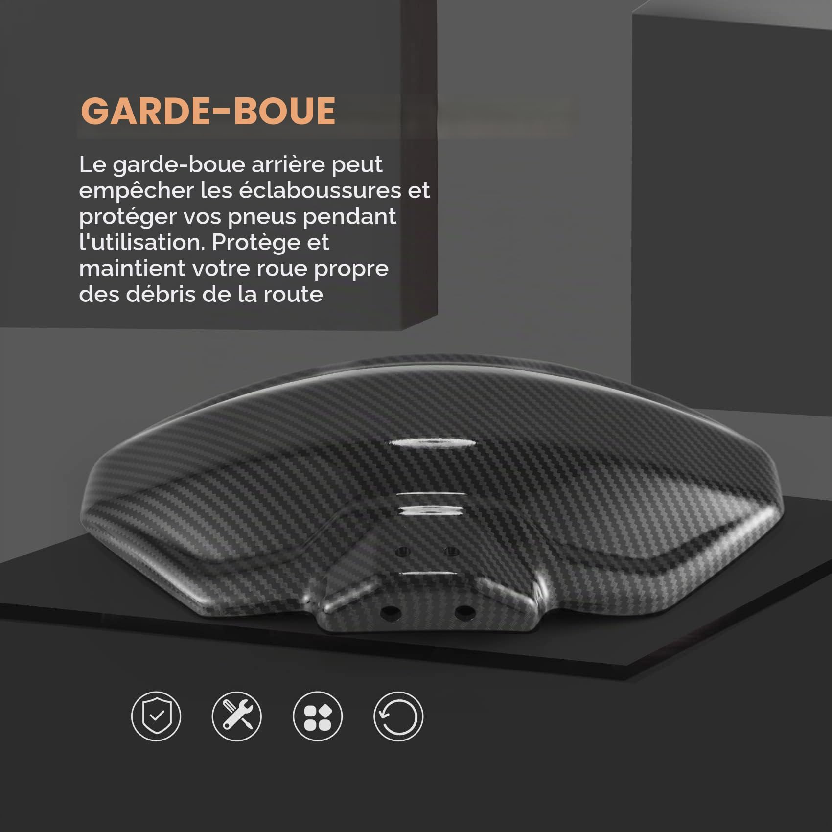 Garde-Boue Universel de Roue de Moto Garde-Boue de Pneu de Garde-Boue pour TMAX 530 GN125 Z900, B