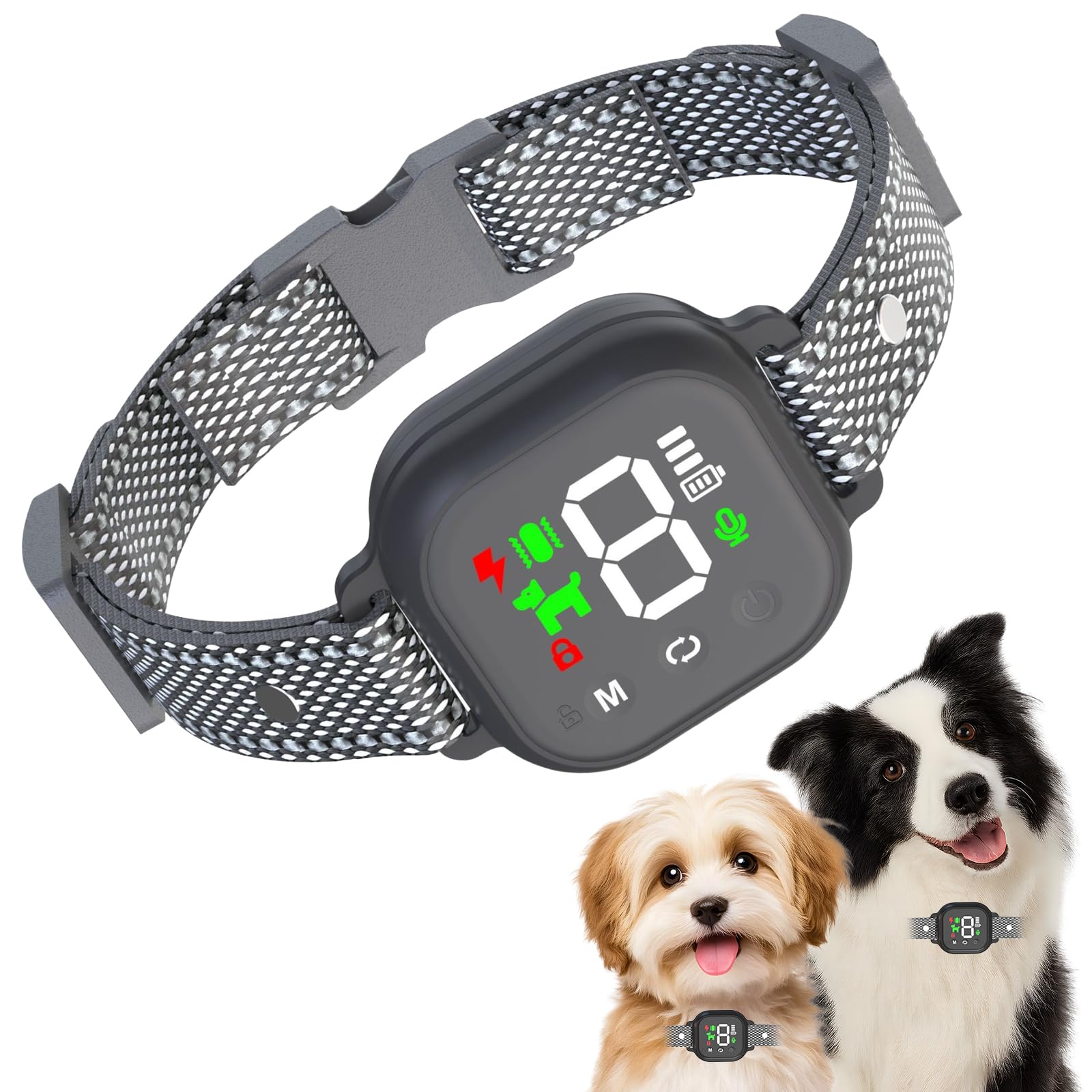 Optional-shock Anti Bark Collars for Dogs, KitGody Rechargeable Dog Bark Collar for Training – 4 Modes & 8 Sensitivity Levels, IP67 Waterproof, Adjustable Fit for Dogs 8-120 lbs