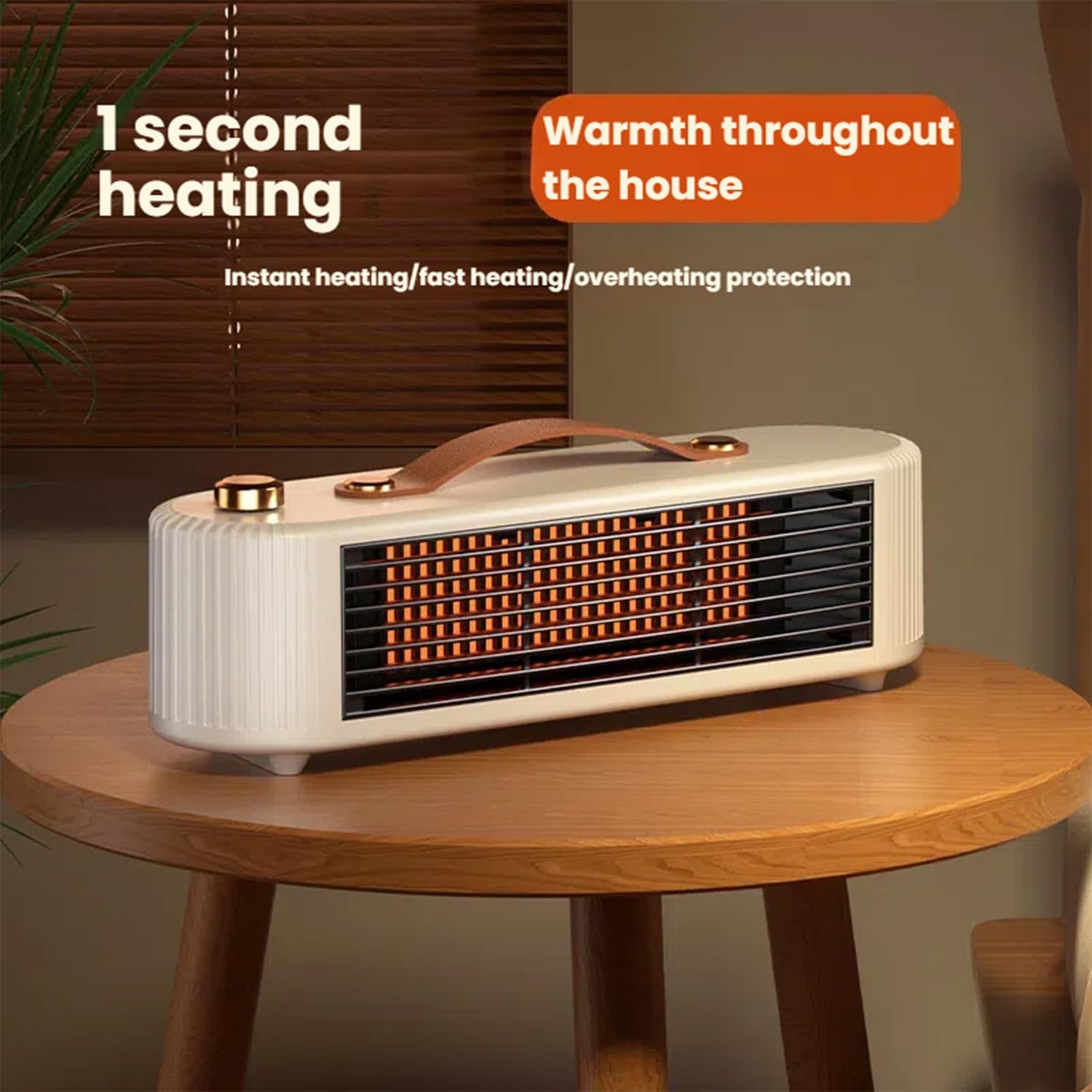 800W portable fast heating heater, multifunctional space heater with 2-level adjustable overheating, suitable for use in bedrooms, offices, and indoor environments (white)