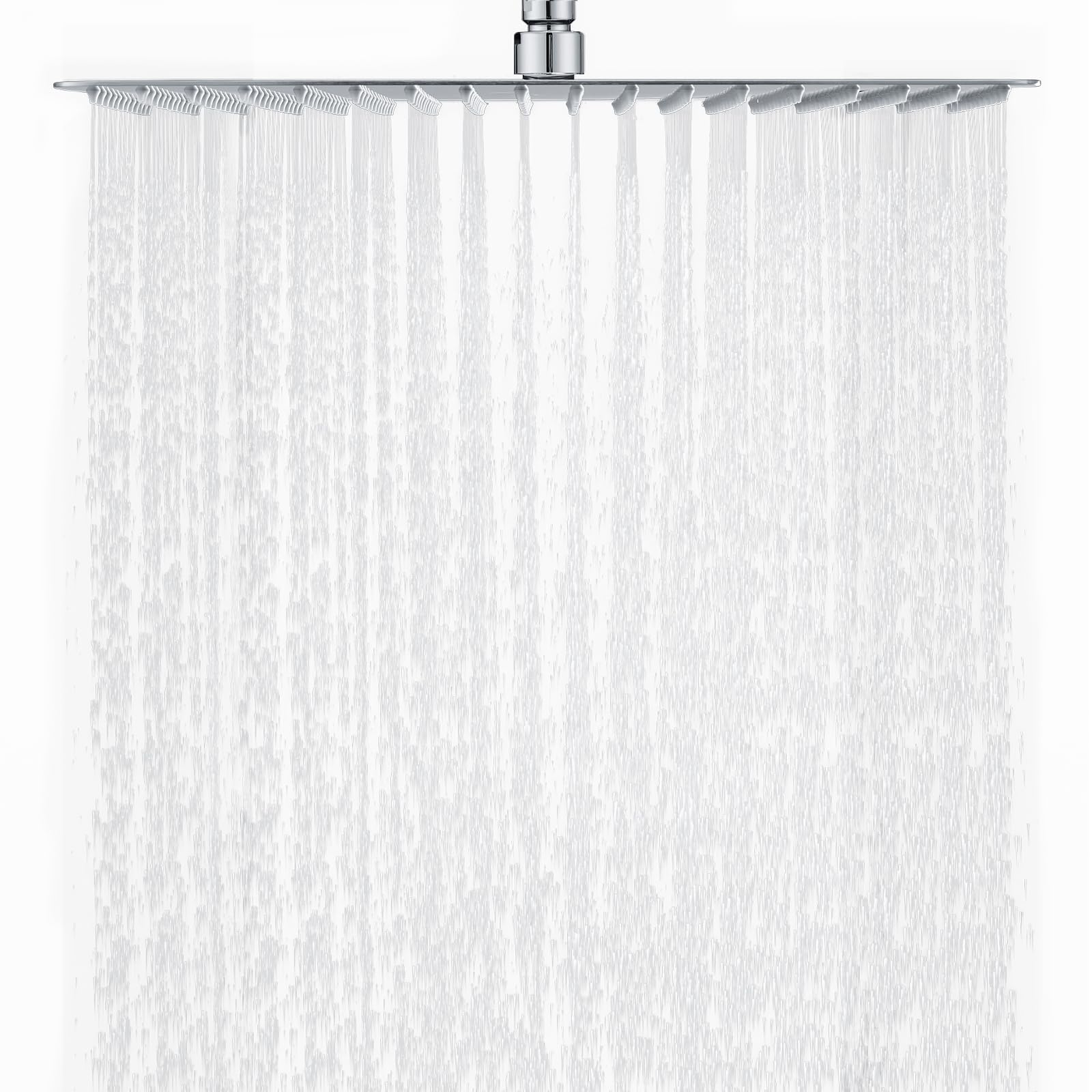 Duschkopf Regendusche 40x40cm/16 Zoll Quadrat, 304 Edelstahl Regendusche Duschkopf Wassersparender mit 324 Silikondüsen mit Antikalk-Funktion, Regenduschkopf 360° Drehbar, Chrom