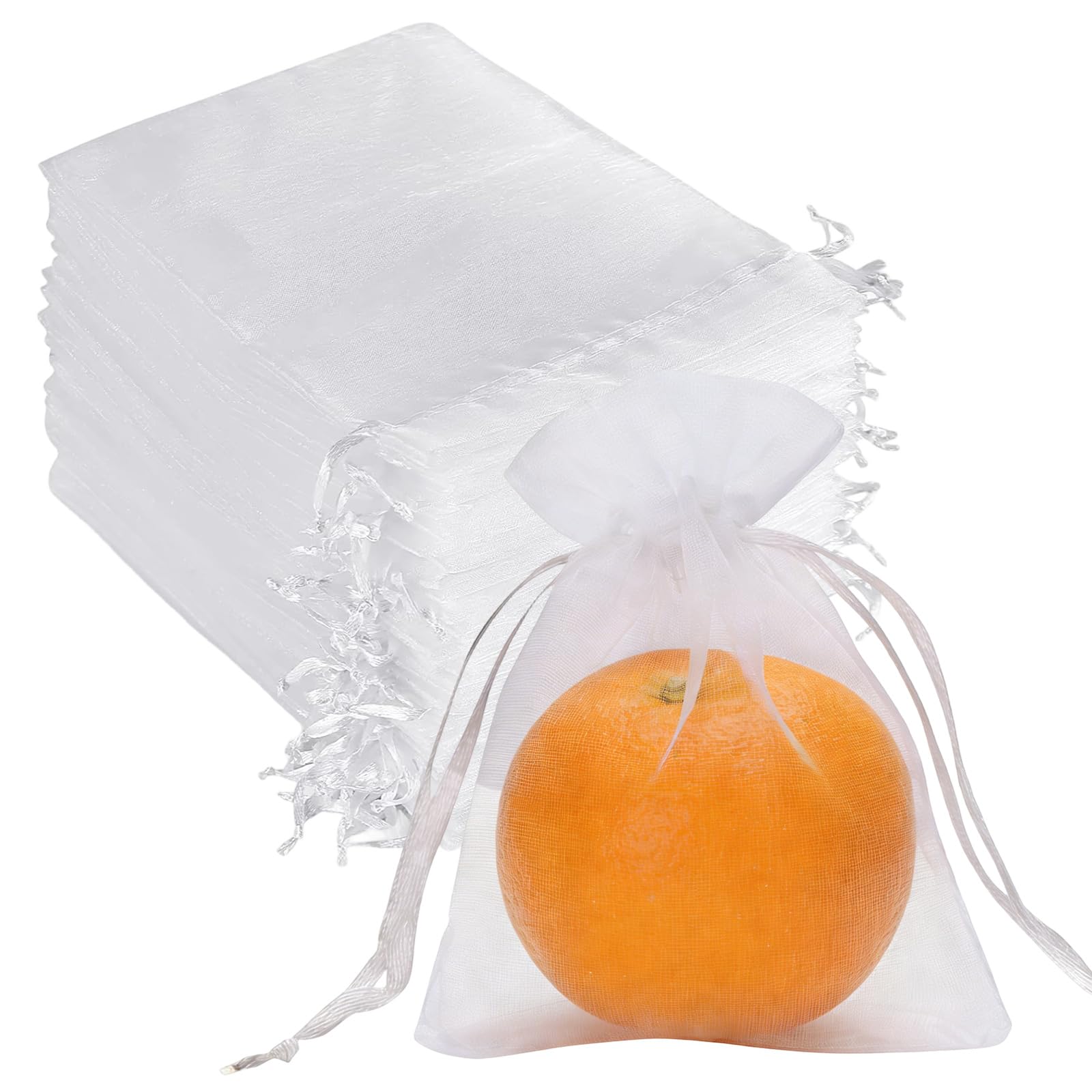 Snmygs Green 50Pcs Fruit Protection Bags, Protection Fruit Netting, Reusable Netting Cover For Fruits With Drawstring, Organza Bags Medium For Fruits, Trees, Strawberry, Grape, Vegetables
