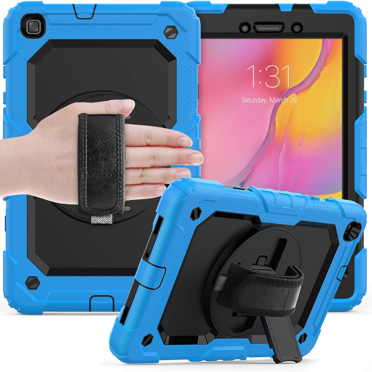Funda para Samsung Galaxy Tab A 8.0" 2019 (SM-T290/295/297) Funda con portalápices, Funda a Prueba de caídas para SM-T290/T295/T297 - Azul