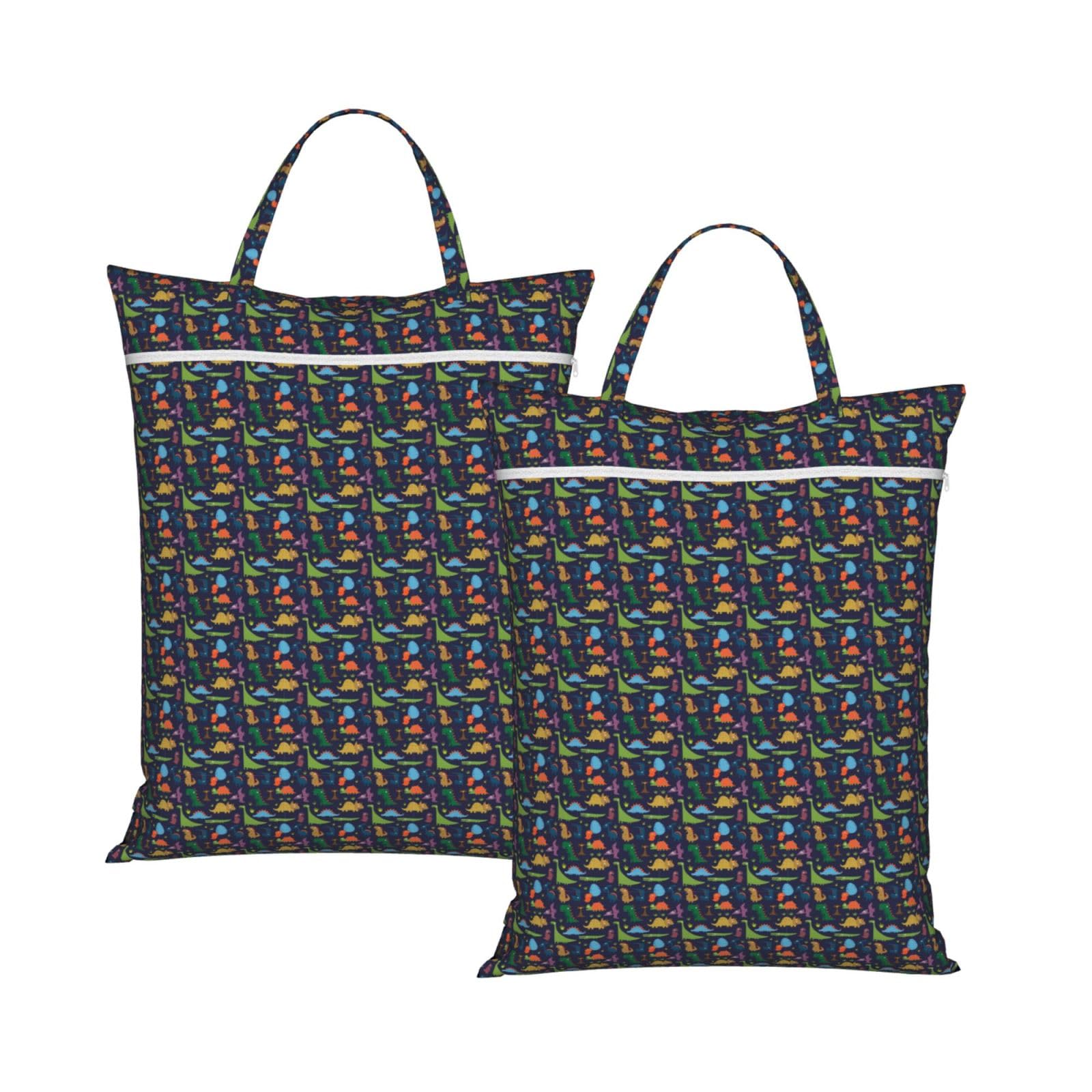 Dinosaur Palm Leaf Print Travel Laundry Bag Foldable Lightweight Camping Beach Dorm Weekend Getaways