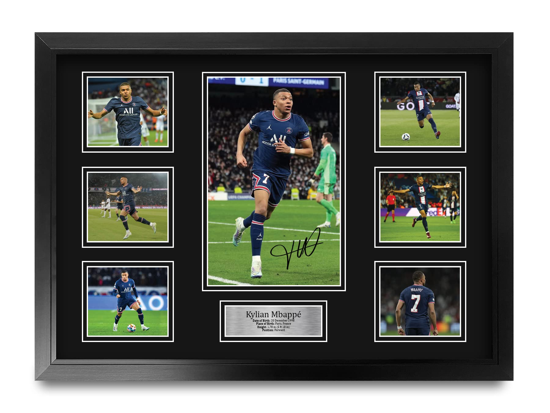 HWC Trading Kylian Mbappe Paris Saint-Germain Printed Memorabilia Signed Autograph Photo Display for Football Fans and Fans - A2 Framed