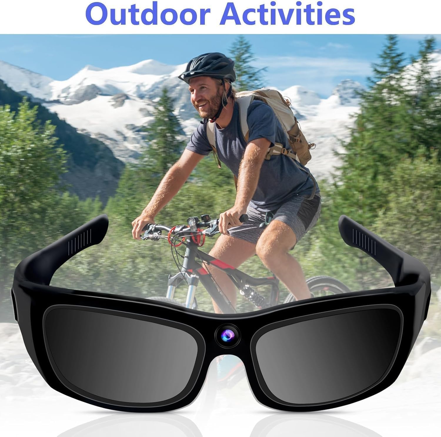 Sunglasses Camera HD 1080P Sport Camera, Sunglasses Videocamera, Bluetooth Sunglasses Cycling Sport Video Camera with Loop Recording and Earphones