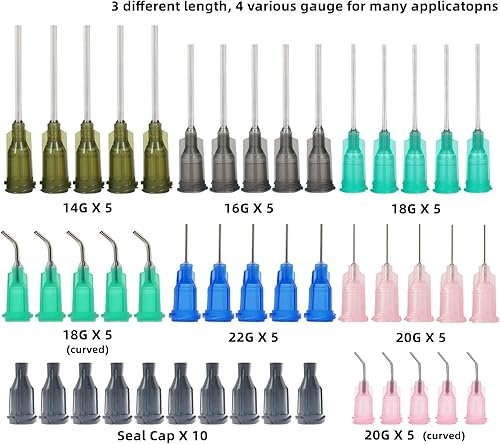 Miniatura 7 de Paquete de 40 dispensadores de 0.0 fl oz, 0.1 fl oz, 0.2 fl oz, 0.3 fl oz, 0.7 fl oz, 14ga, 16ga, 18ga, 20ga, 22ga, 25ga, cabezal dispensador de