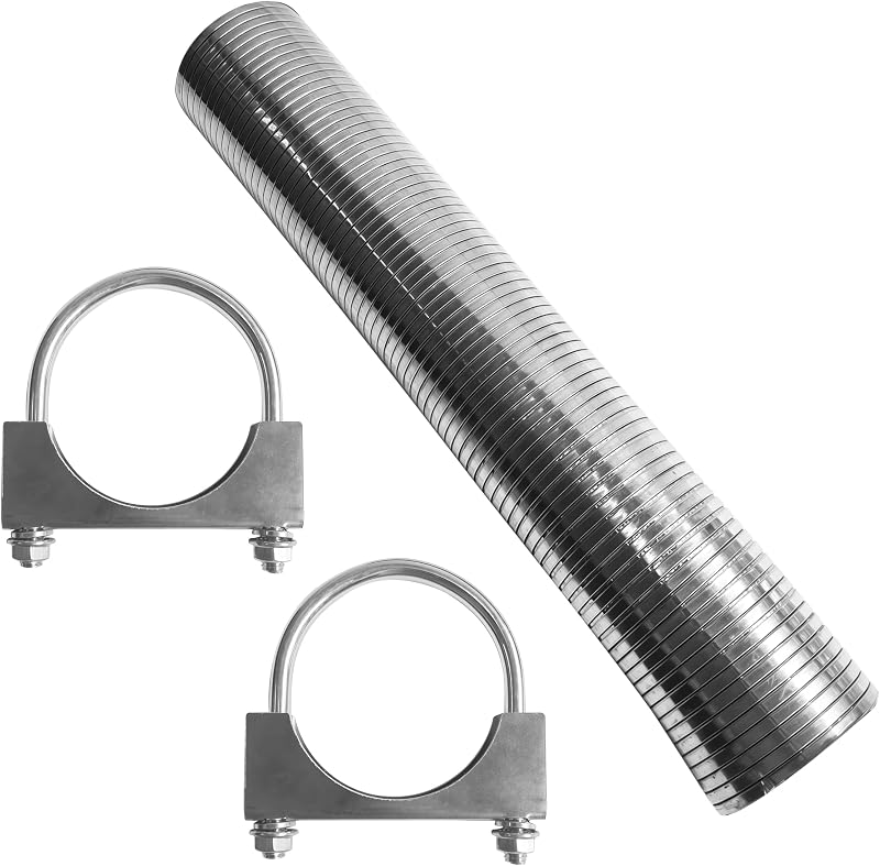 Tubo Flexível para Escapamento TORDXICS em Aço Inoxidável 2,75" x 41,91 cm com 2 Abraçadeiras U