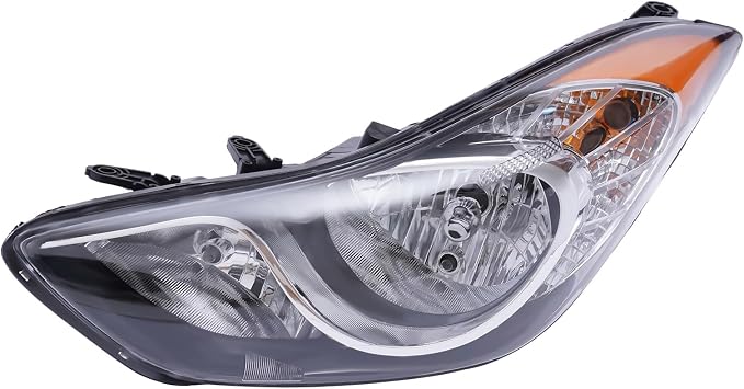 Headlight for Hyundai Elantra Sedan 2011-2013, LED Halo Projector Halogen Headlights Set for Hyundai Elantra Sedan Coupe 2011-2013 Vehicle Light Assembly Black Driver Side
