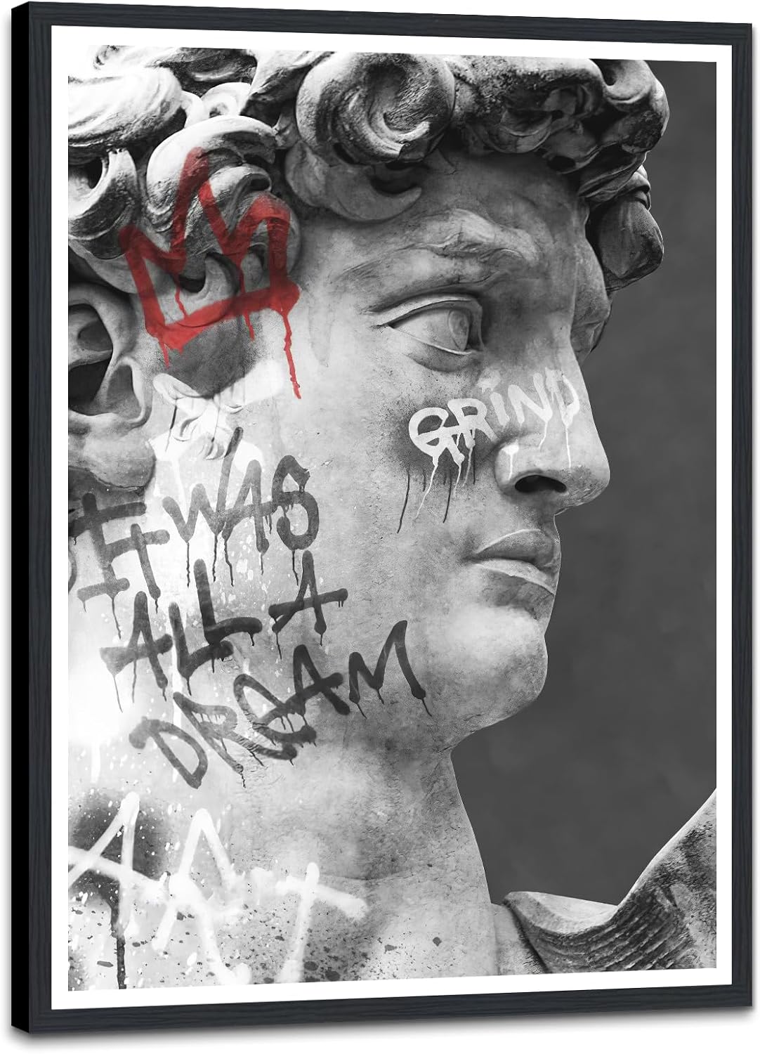 Novatique Banksy Canvas Wall Art Graffiti Canvas Wall Decor Funky Dog Play Skateboard Picture Ready to Hang Abstract Painting for Living Room Bathroom, 24 x 36inch