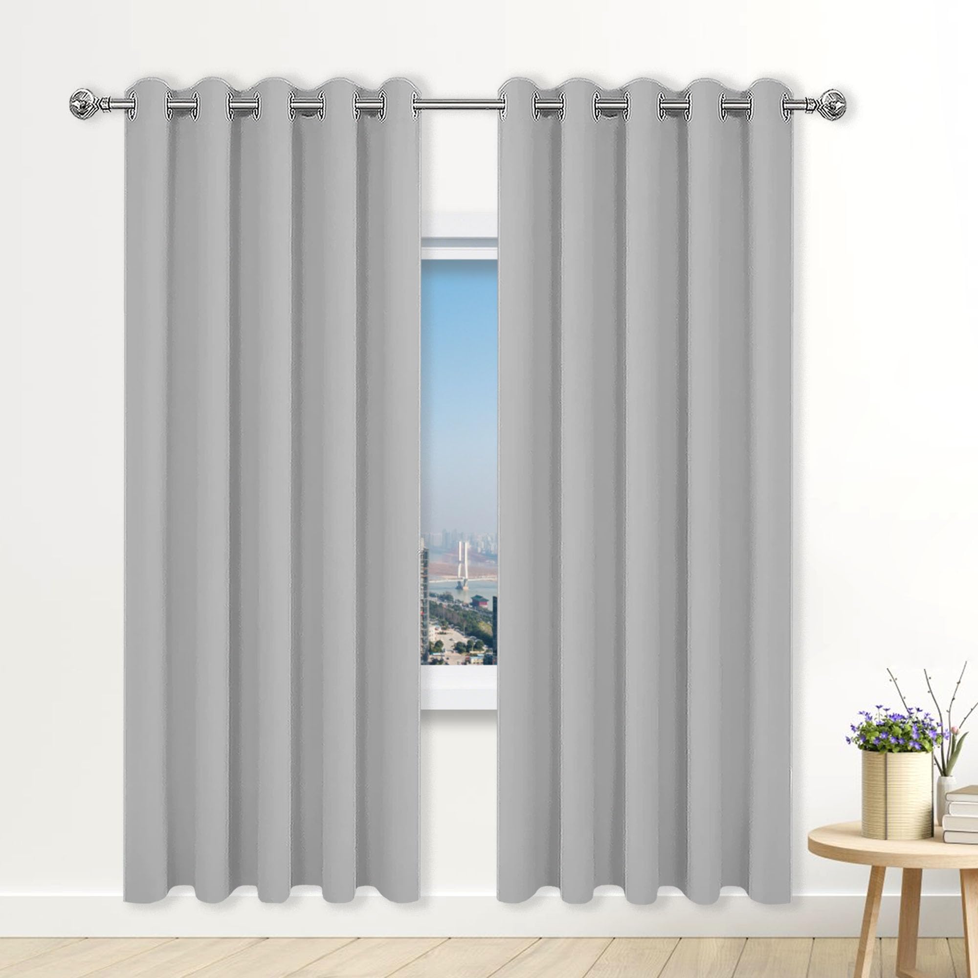 Rideau anti froid et chaleur pour chambre et salon rideau à oeillets gris clair