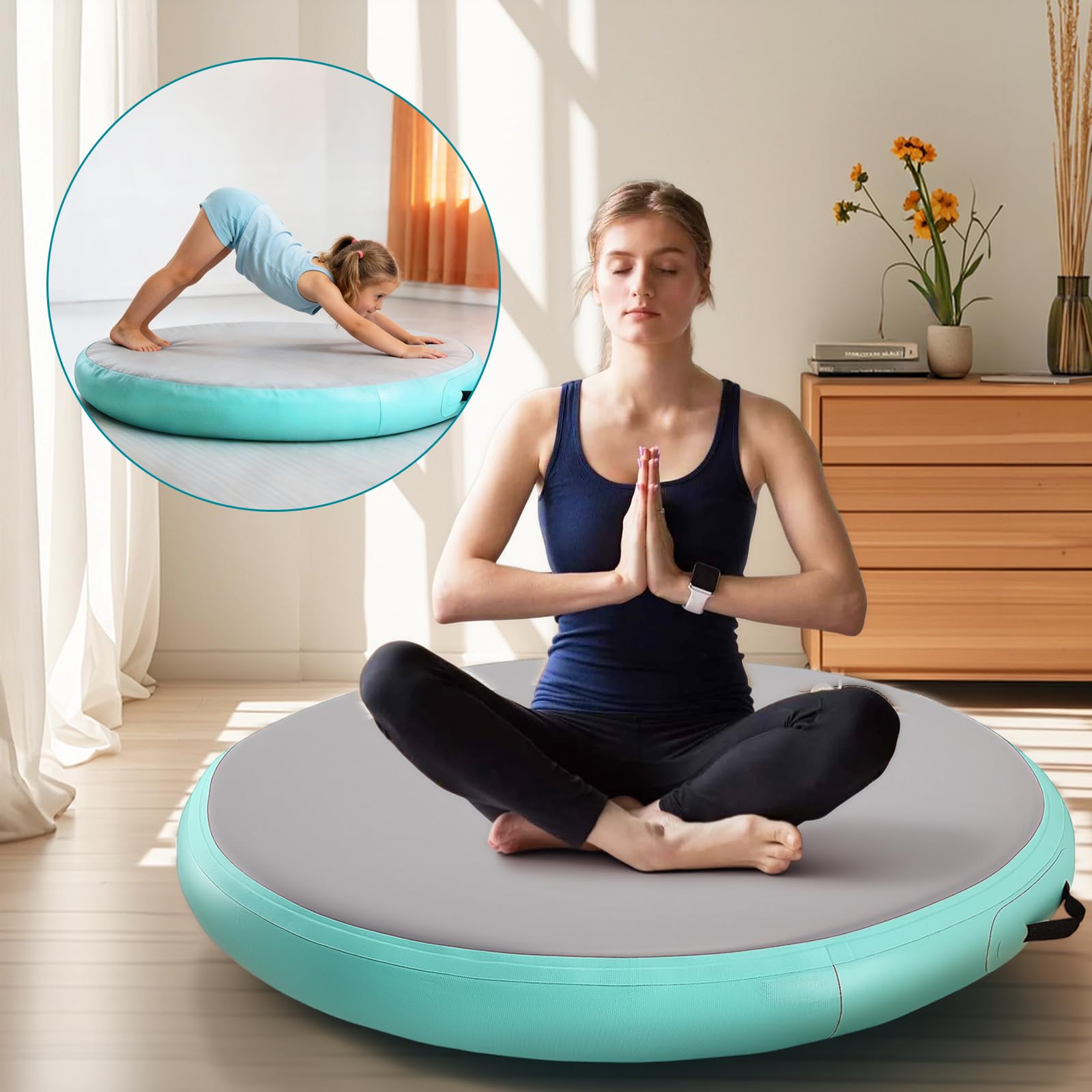Air Matte Track Tumbling Matte, Airspot 100 x 15 cm Aufblasbar Gymnastikmatte Turnmatte Tumbling Matten hoch mit Luftpumpe für Zuhause/Taumel/Turnhalle/Ausbildung/Cheerleading