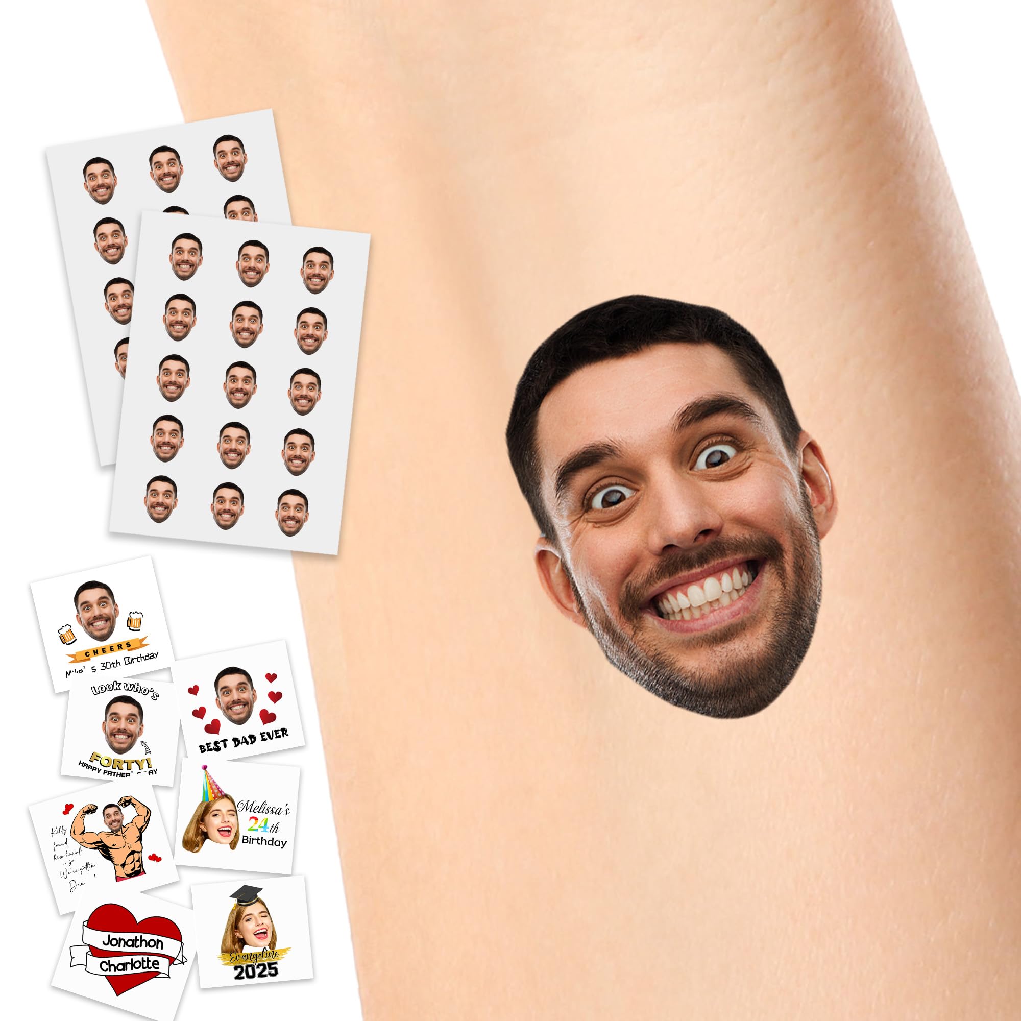 Personalized Bachelor Party Photo Tattoos Stickers for Groom, Custom Funny Face Tattoos Men Women Wedding Party Decorations Party Favors for Bride