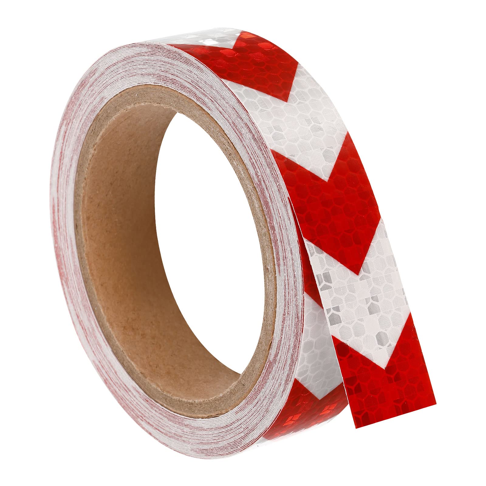 PATIKIL Reflective Tape, 1 Roll 30 ft x 1-inch Waterproof Adhesive High Visibility Caution Warning Safety Tape Reflector for Trucks Trailers Cars, Arrow White Red