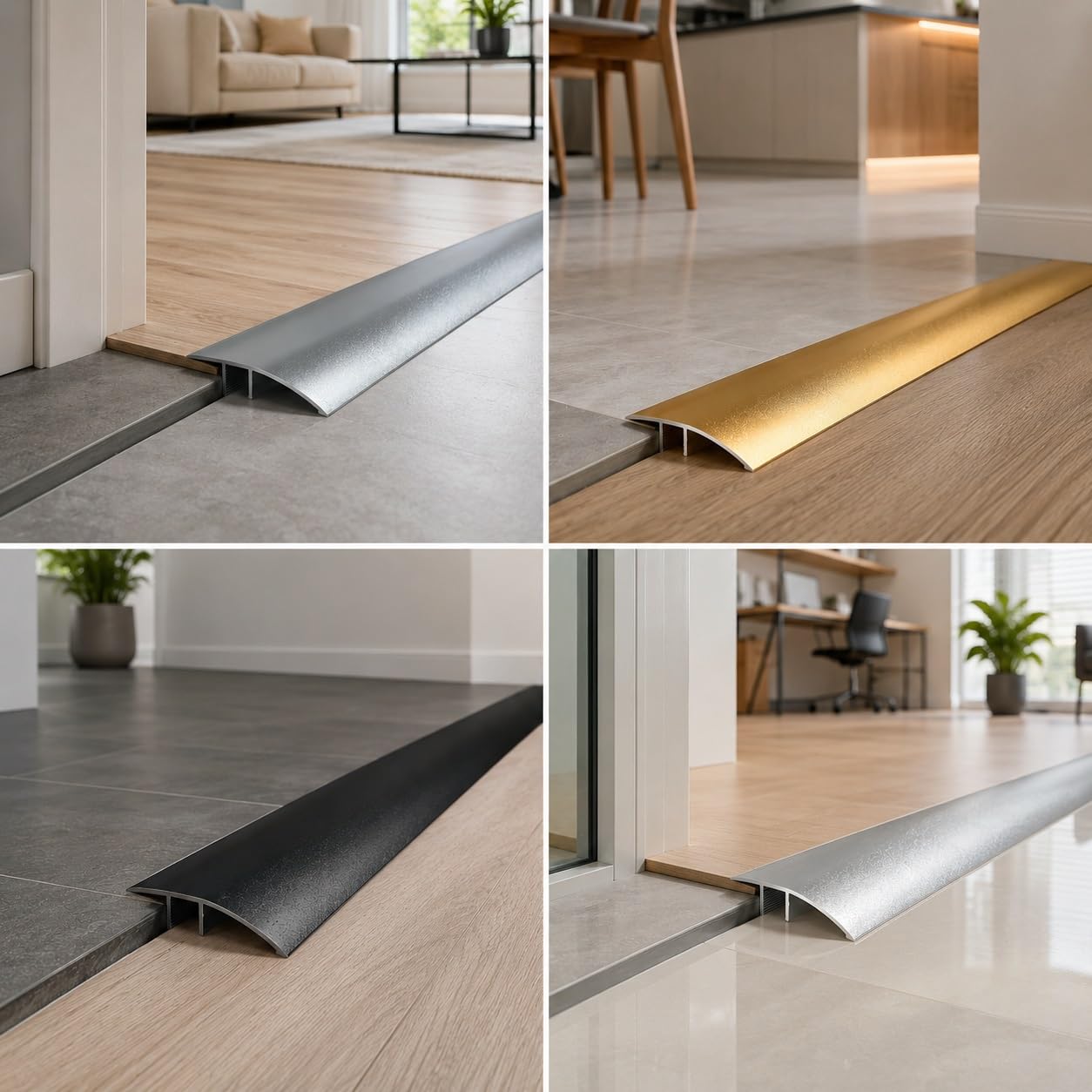 Aluminiowa listwa przejściowa w kształcie litery T Listwa przejściowa do podłogi litej, listwa progowa aluminiowa 2,7 m 43 mm wielokolorowa 3 szt. do płytek laminowanych dywan winylowy(Black)