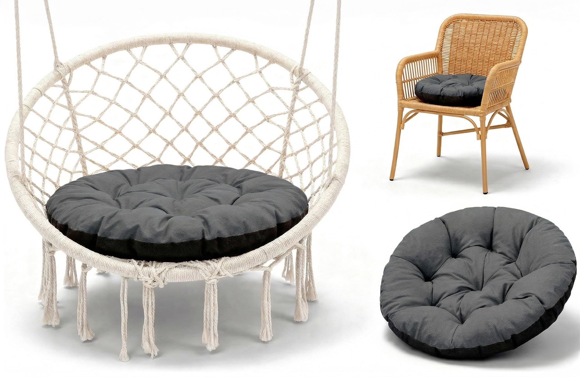 Coussin pour siège suspendu Amazinggirl 60 cm rond graphite confortable