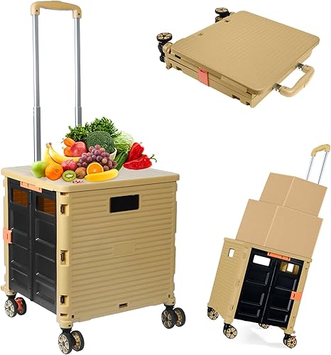 Carrito plegable con ruedas, resistente al desgaste, sin ruido, carrito de compras con ruedas para comestibles, caja de herramientas de