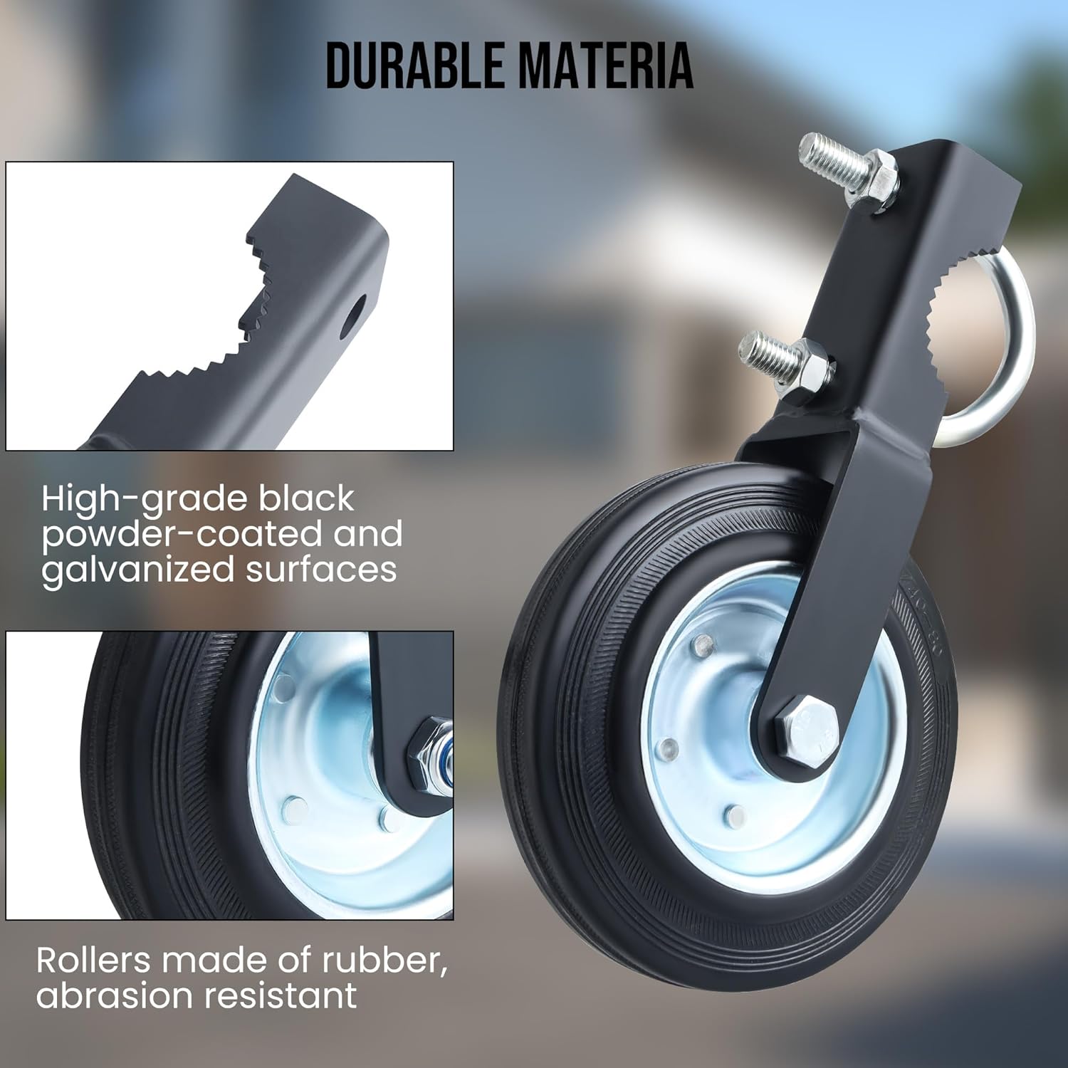 Anfrere Swing Gate Wheel 6 Inch Heavy Duty for 1-5/8 to 2 Inch Tubes, 550 lb Capacity, Metal Pipe Gate Helper for Farms, Fences (Black)