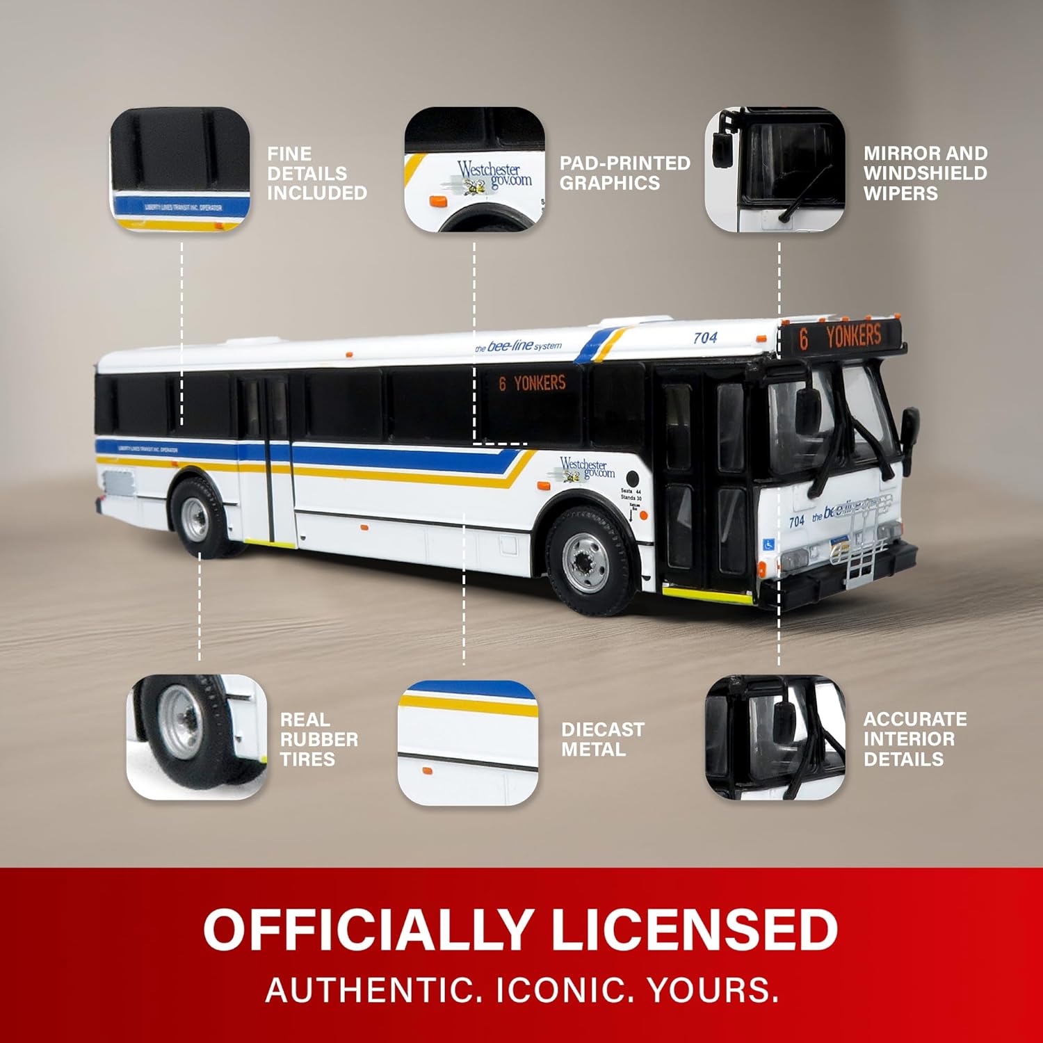 Iconic Replicas Orion V Transit Bus: Westchester Bee-Line System - 1:87 Scale (HO)
