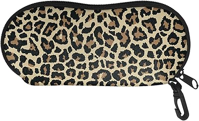 Forchrinse Wild Leopard Cheetah Sunglasses Case Travel Zipper Eyeglasses Case Soft Travel Glasses Storage Case