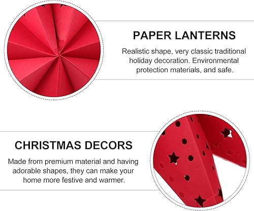 Miniatura 6 de HOMSFOU 2 unids Navidad papel estrella linterna pantalla 3D papel estrella colgante decoración estrella luz linterna de papel Navidad fiesta