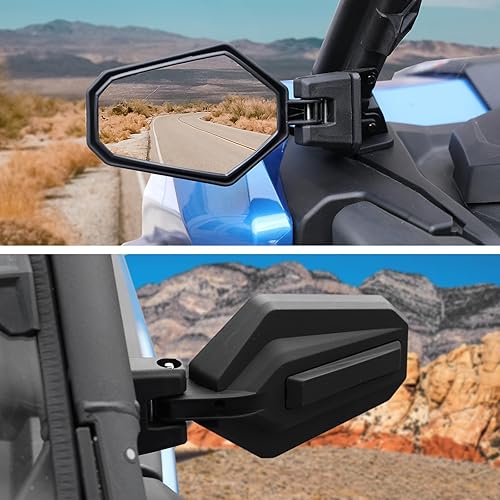 Miniatura 7 de A & UTV PRO Espejos laterales para Can Am CommanderMax 2021 2022 2023, accesorios de espejos retrovisores convexos plegables ajustables, repuesto