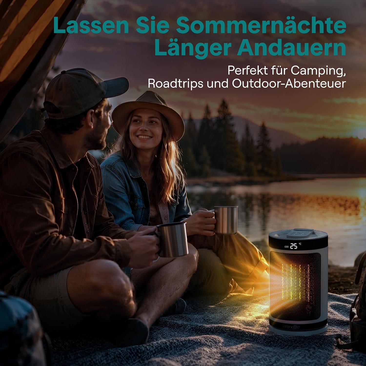 SereneLife Heizlüfter 1500W PTC Keramik, Leise & Energiesparend, WiFi Thermostat mit Fernbedienung, 70° Oszillation