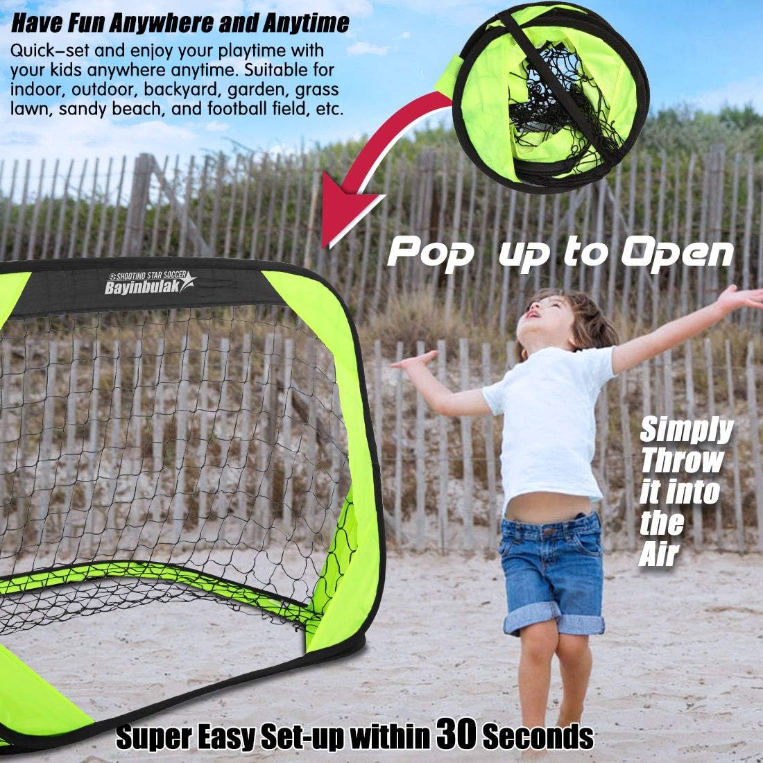 BAYINBULAK Pop Up Soccer Goal Portable Soccer Net for Kids Backyard Training, 1 Pack : Sports & Outdoors