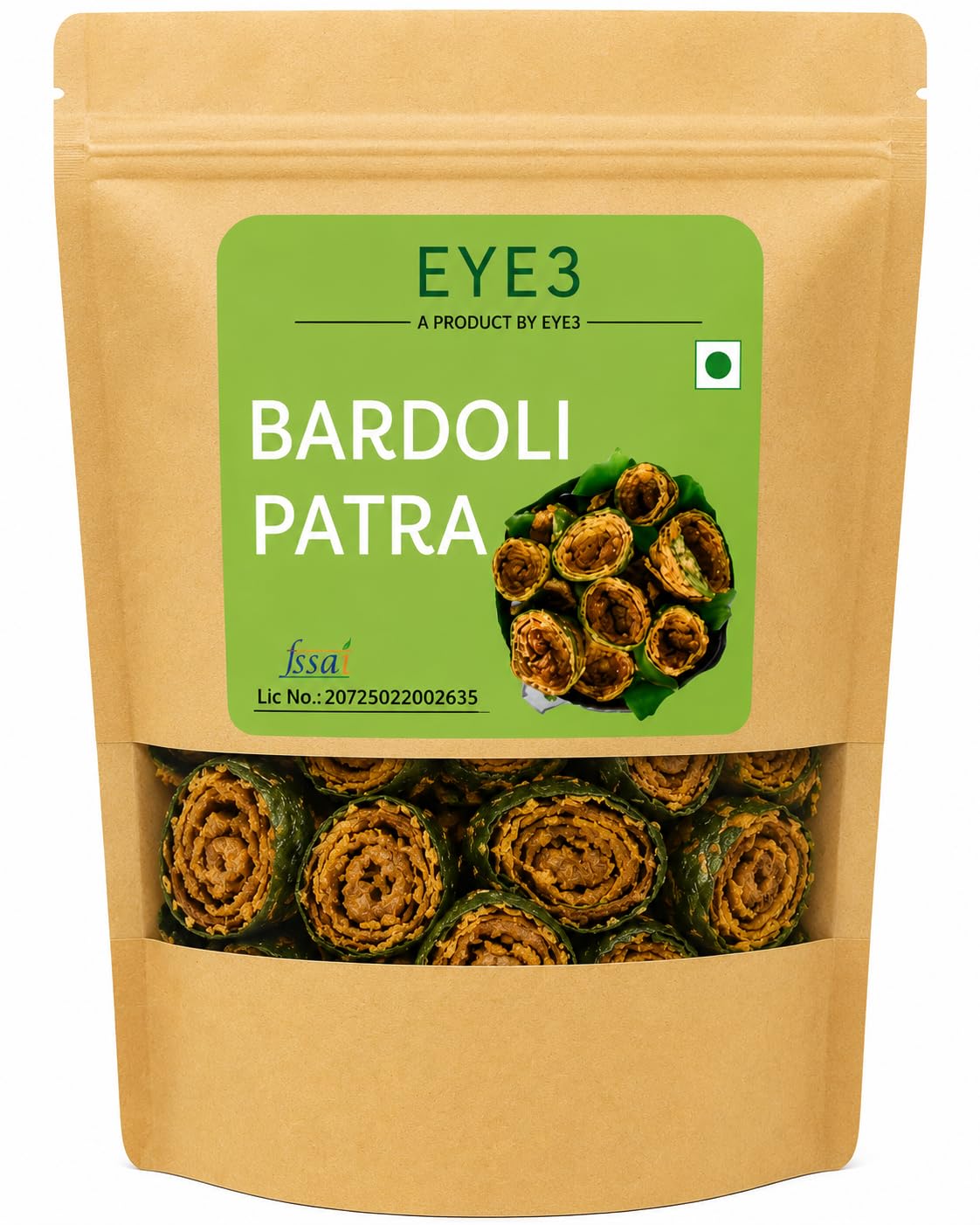 EYE3 Steamed Patra Snack Slices Spiced Gram Flour Layered Leaf Rolls Traditional Savory Snack Ready to Serve Tea Time and Light Food Item (250 g)-image-6