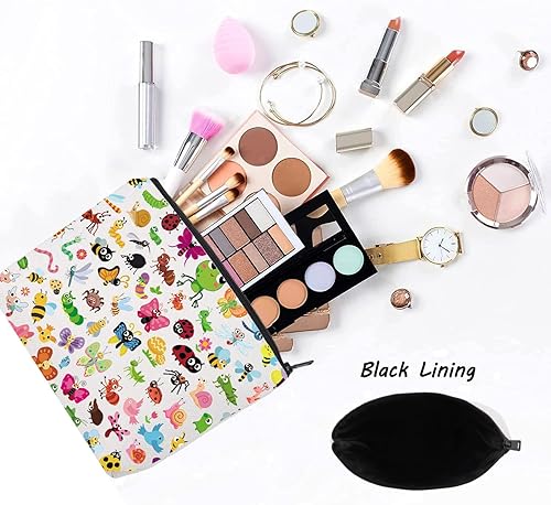 Miniatura 3 de LEVLO Bolsa de maquillaje cosmética con temática de insectos, regalo para amantes de los insectos, bolsa de viaje de mariposa y mariquita, Bugs,