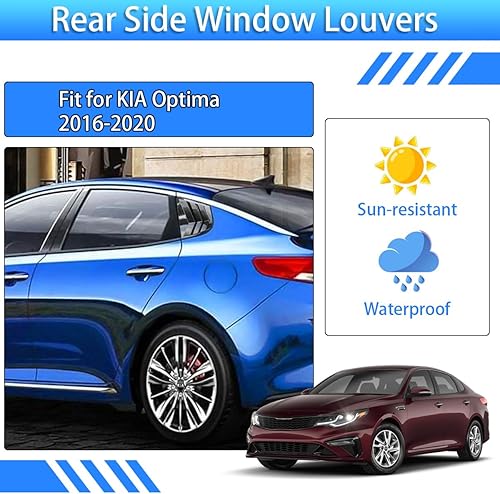 Miniatura 3 de Para Kia K5 Optima 2016-2020 Accesorios exteriores deportivos para ventana lateral trasera de automóvil, rejillas de ventilación de aire, 2 piezas